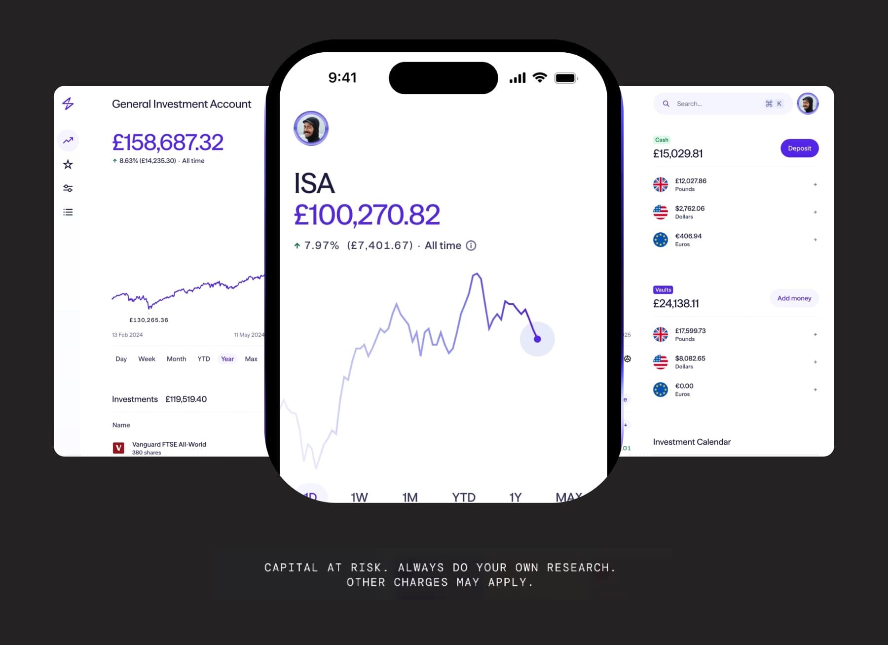 Lightyear investing app screenshot on a dark background, shown in our best investment ISA guide