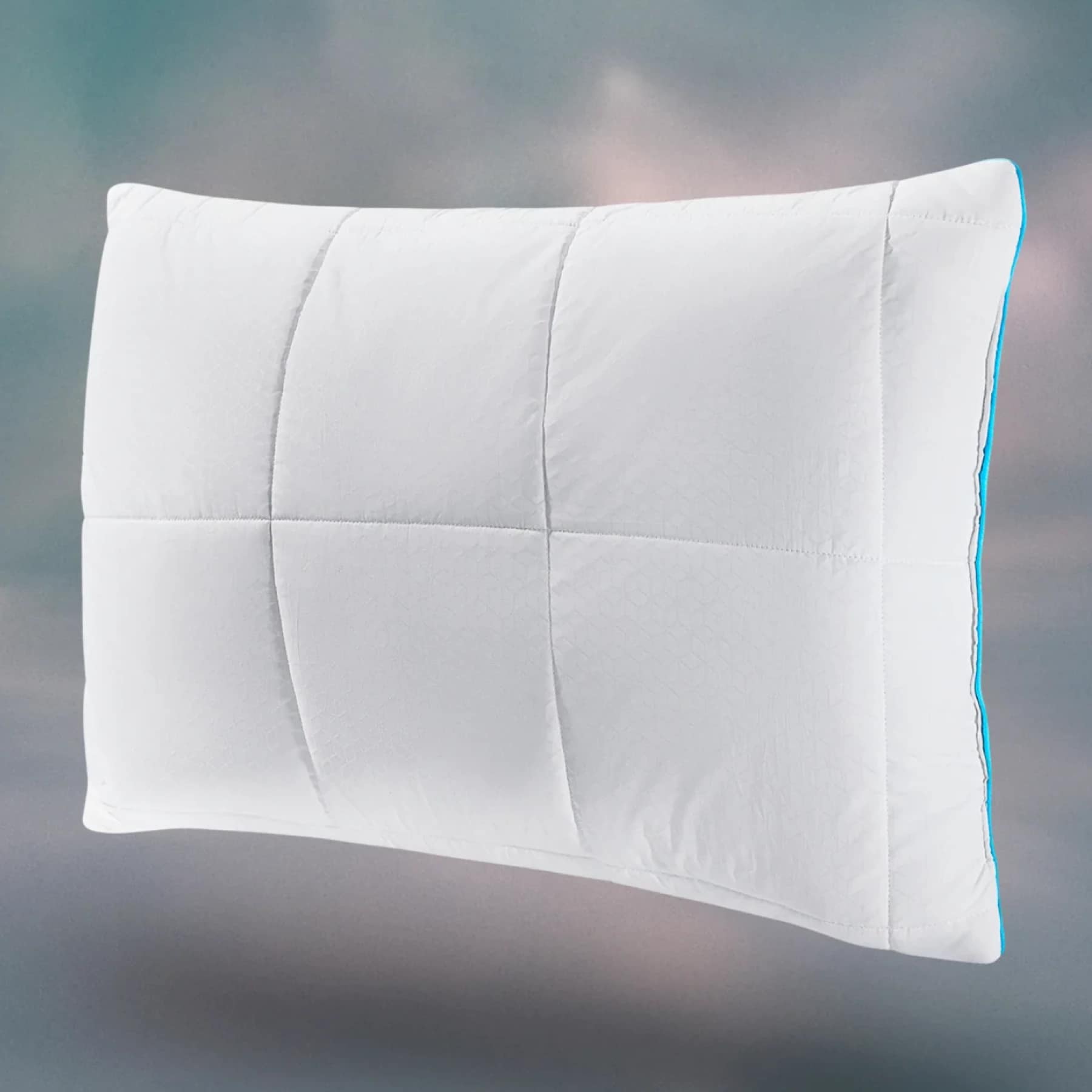 Simba Aerodown pillow with quilted white cotton cover and blue Stratos cooling edge detail