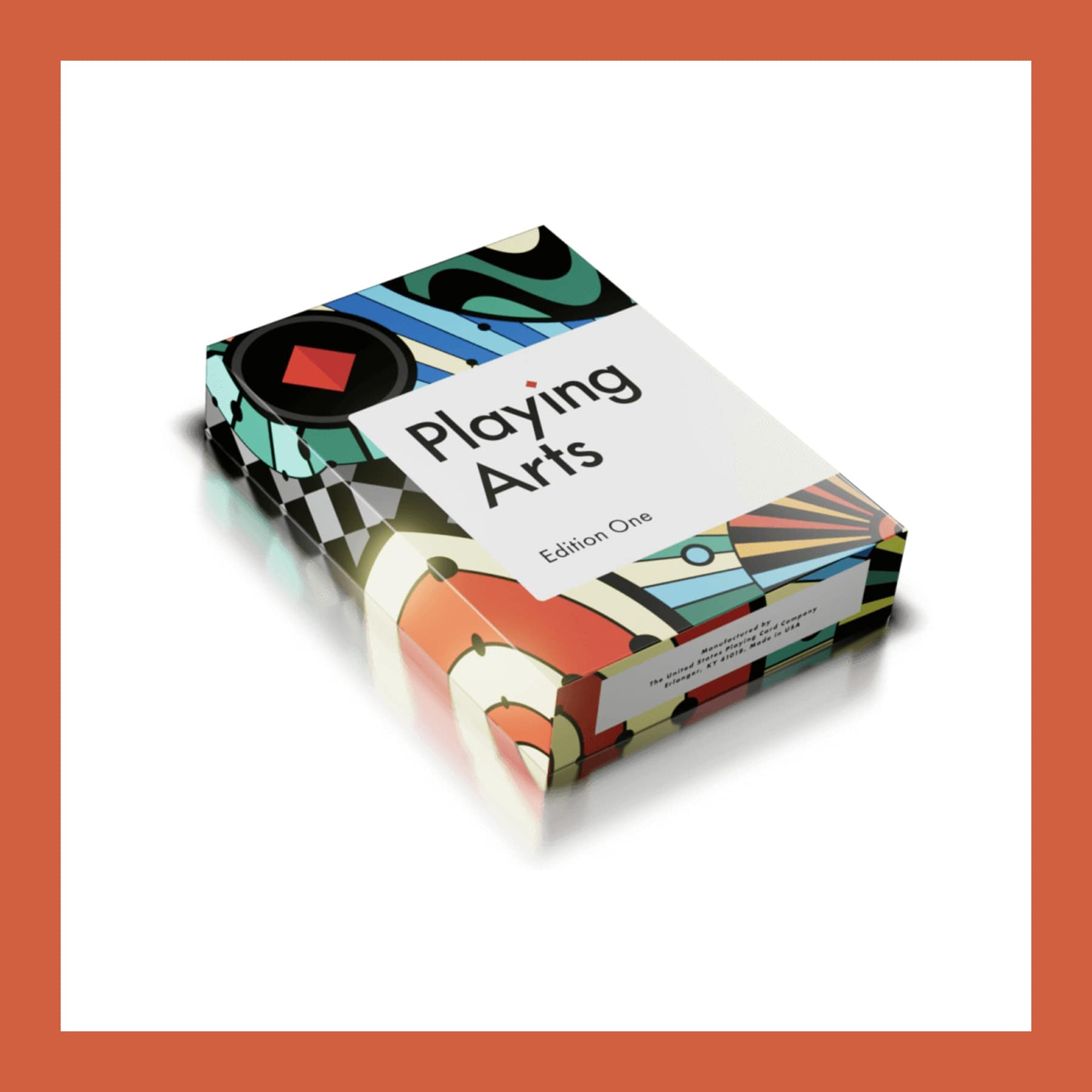 Playing Arts Edition One deck box with illustrated playing cards fanned out beside it