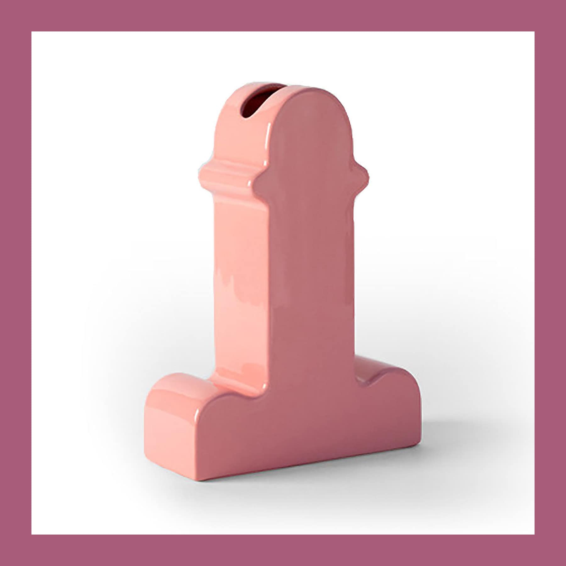 Pink glazed ceramic Shiva Flower Vase by Ettore Sottsass for BD Barcelona, 23cm tall