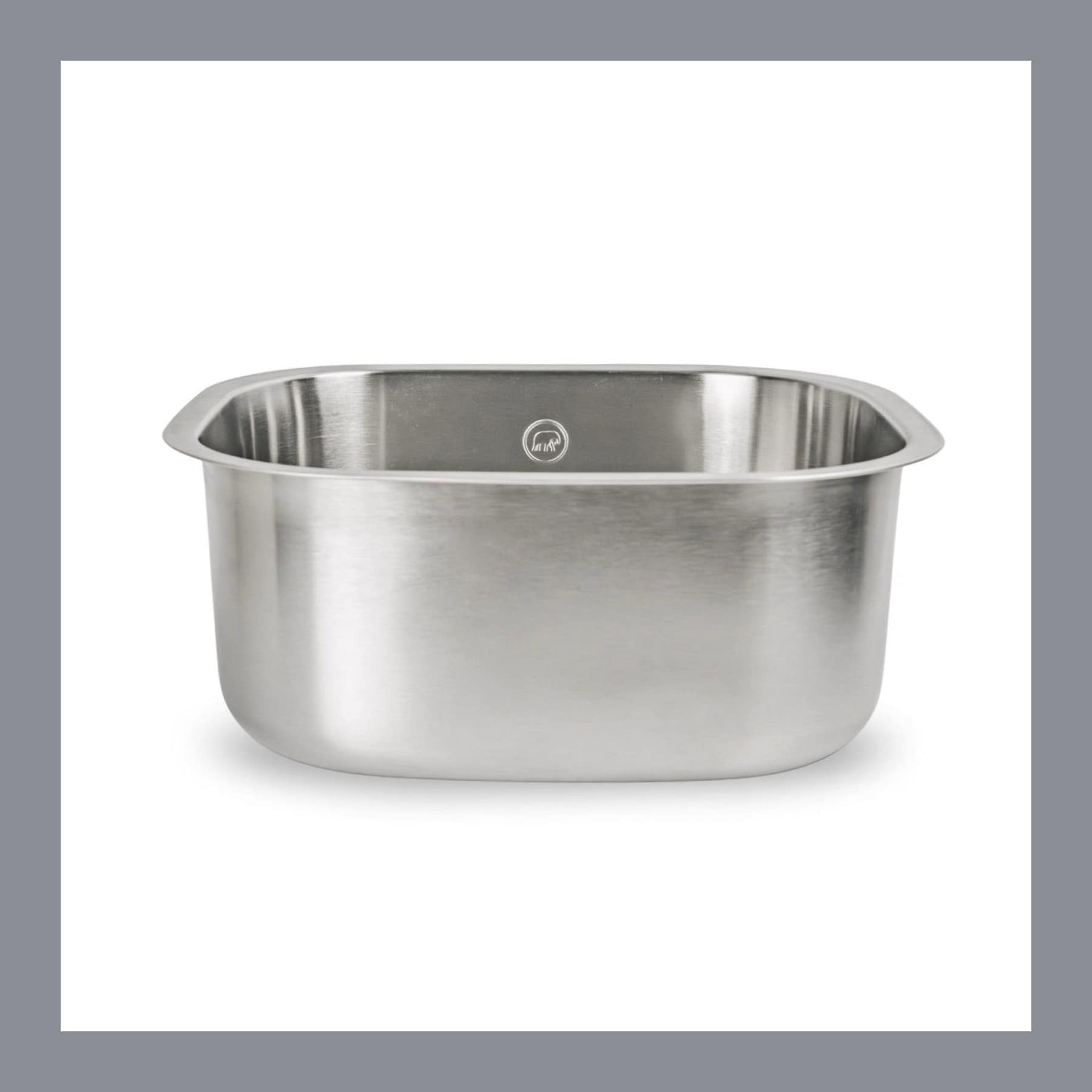 Elephant Box stainless steel washing up bowl with a folded rim on a white background