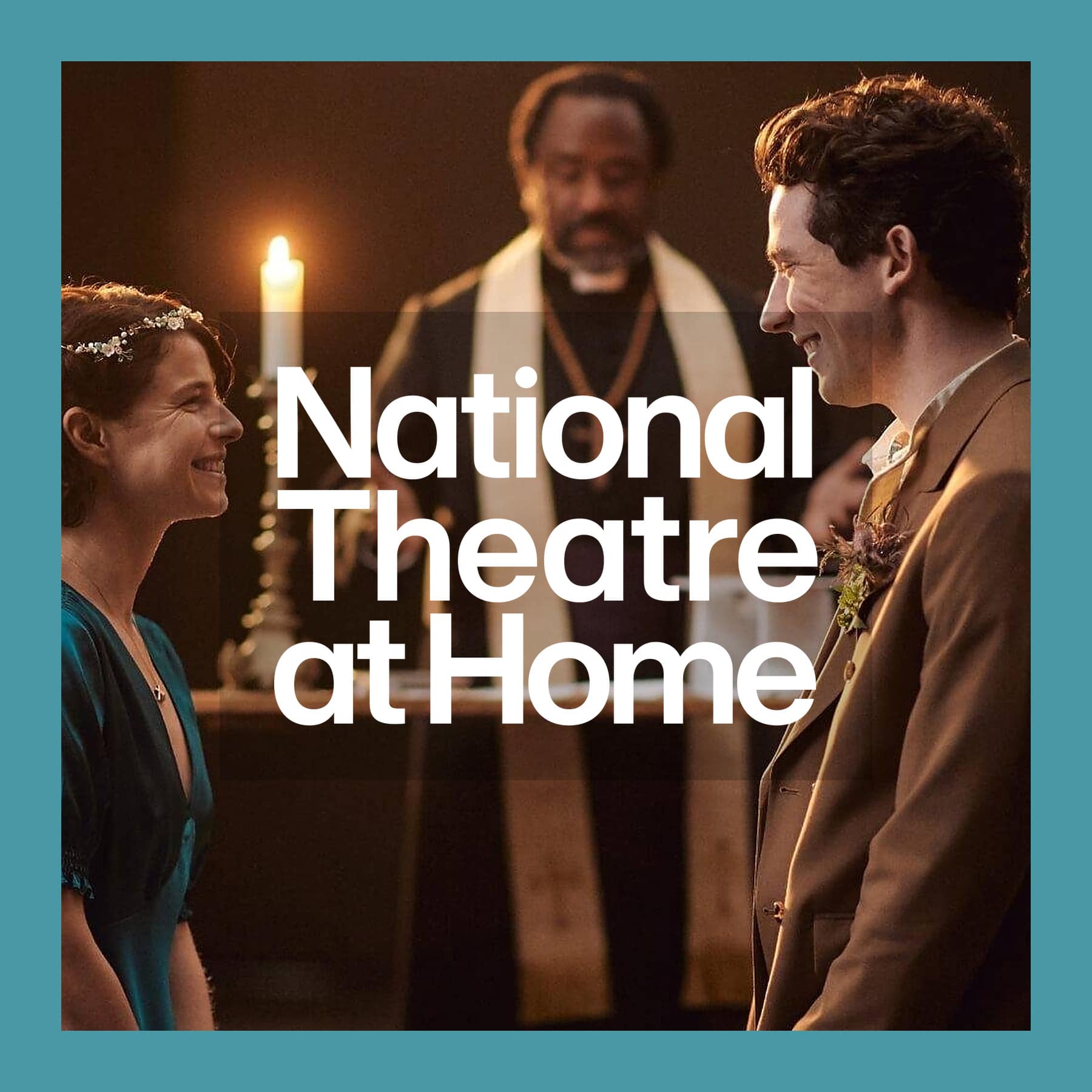 The National Theatre at Home wordmark over a scene from the National Theatre's Romeo and Juliet.