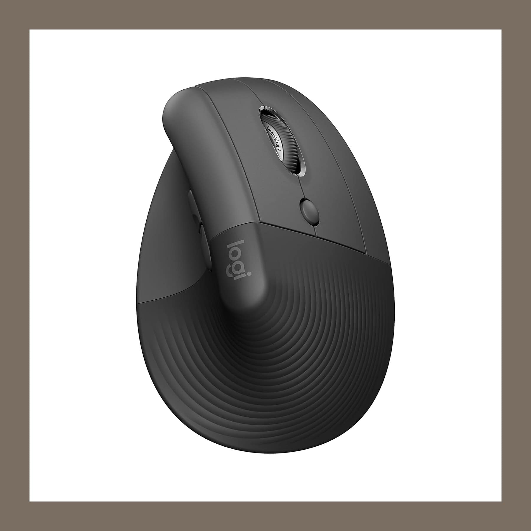 Logitech Lift vertical ergonomic mouse in graphite, side view