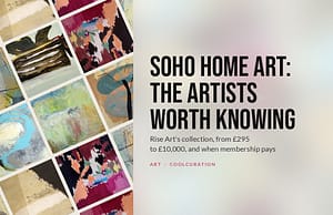 Soho Home art collection works by Henry Ward, Katja Beckman Ojala, Richard Cook and others tiled on a diagonal
