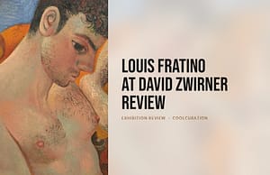 Detail of Louis Fratino's painting Prose beside the headline Louis Fratino at David Zwirner Review