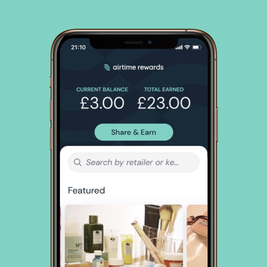 airtime rewards bonus code referral link phone mockup