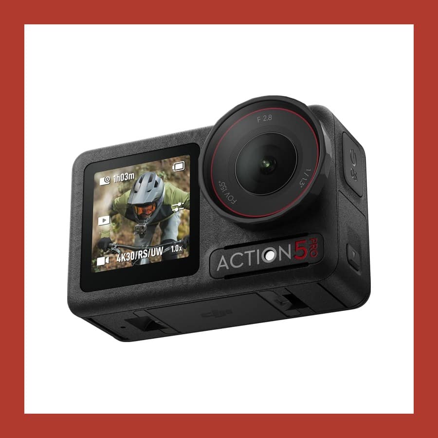 DJI Osmo Action 5 Pro action camera with front and rear screens