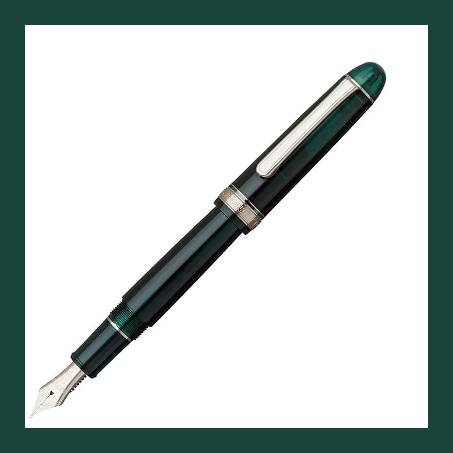 Laurel green Platinum #3776 Century fountain pen with silver trim