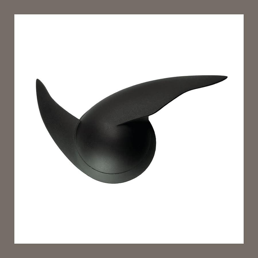 Alessi Walter Wayle II wall clock by Philippe Starck, a curved horn-shaped body in grey