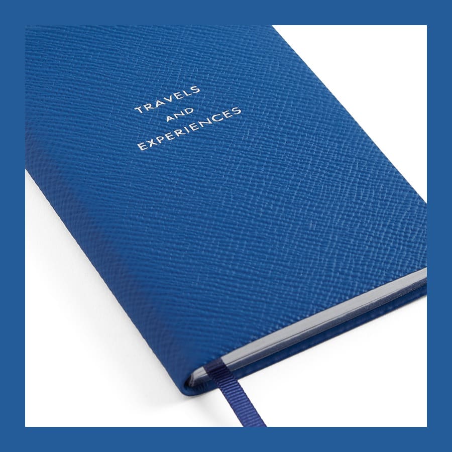 Cerulean blue Smythson Travel and Experiences Panama pocket notebook