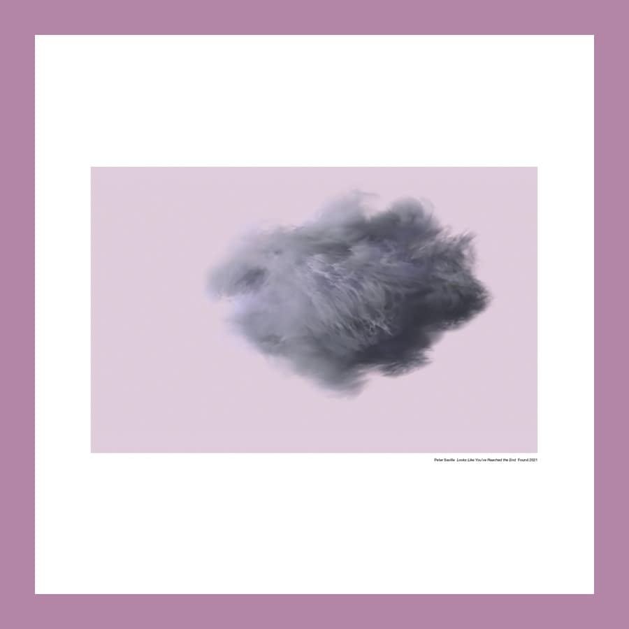 Peter Saville lithograph of a dark grey storm cloud floating on a pale lilac ground