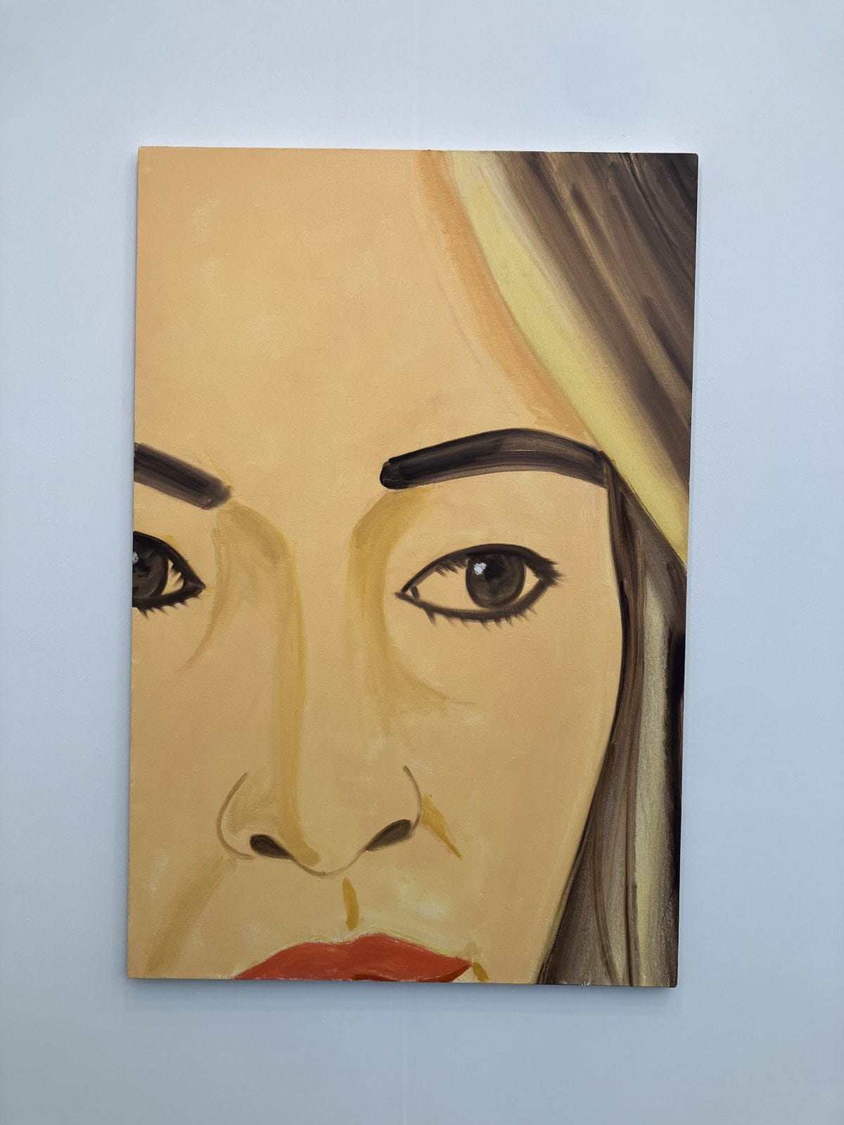 Alex Katz Elizabeth 3, a tightly cropped painted face with red lips