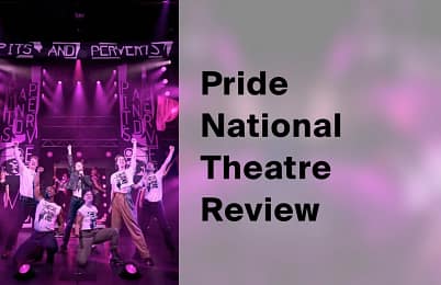 The cast of the musical Pride performing on the Dorfman stage at the National Theatre