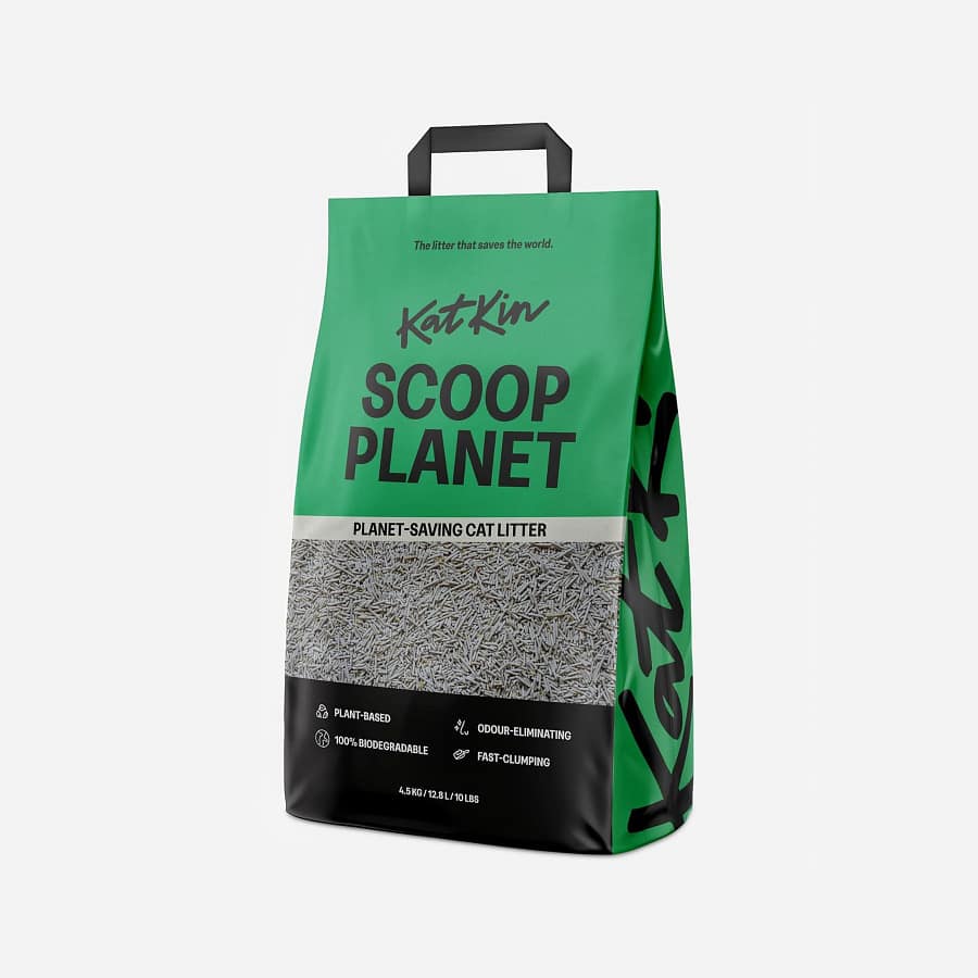 Green KatKin Scoop Planet cat litter bag, 4.5kg, plant-based and 100 per cent biodegradable