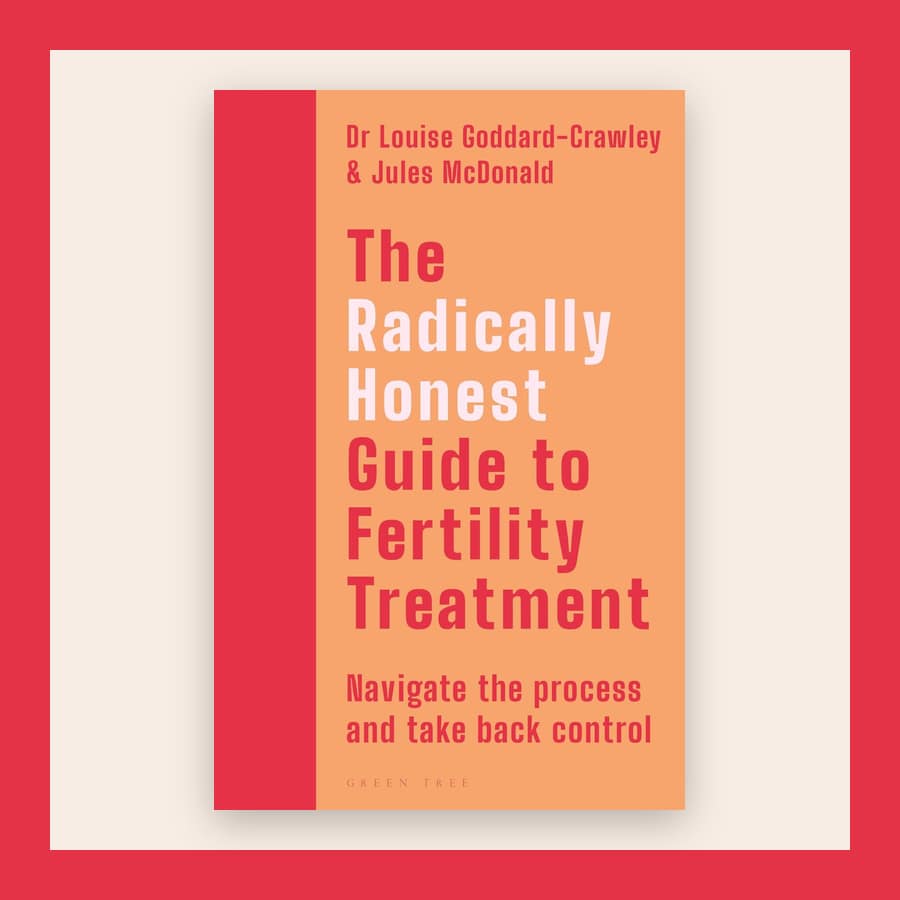 Cover of The Radically Honest Guide to Fertility Treatment on a pale peach ground with a red border