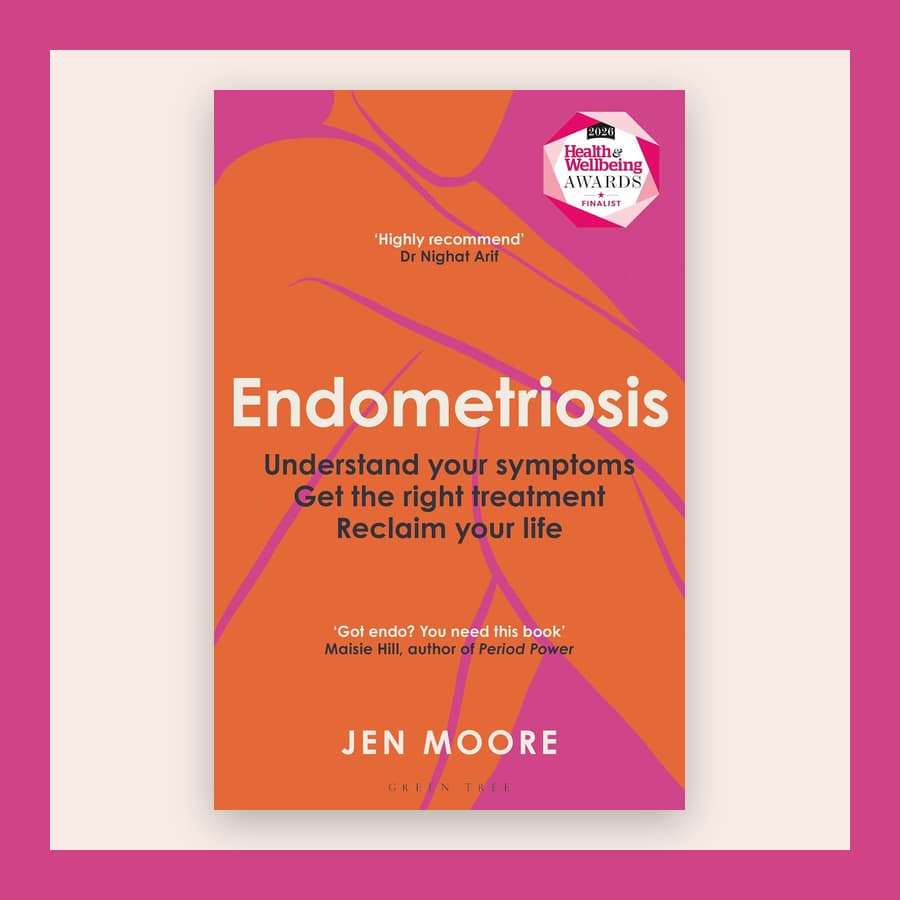 Cover of Endometriosis by Jen Moore on a pale peach ground with a pink border