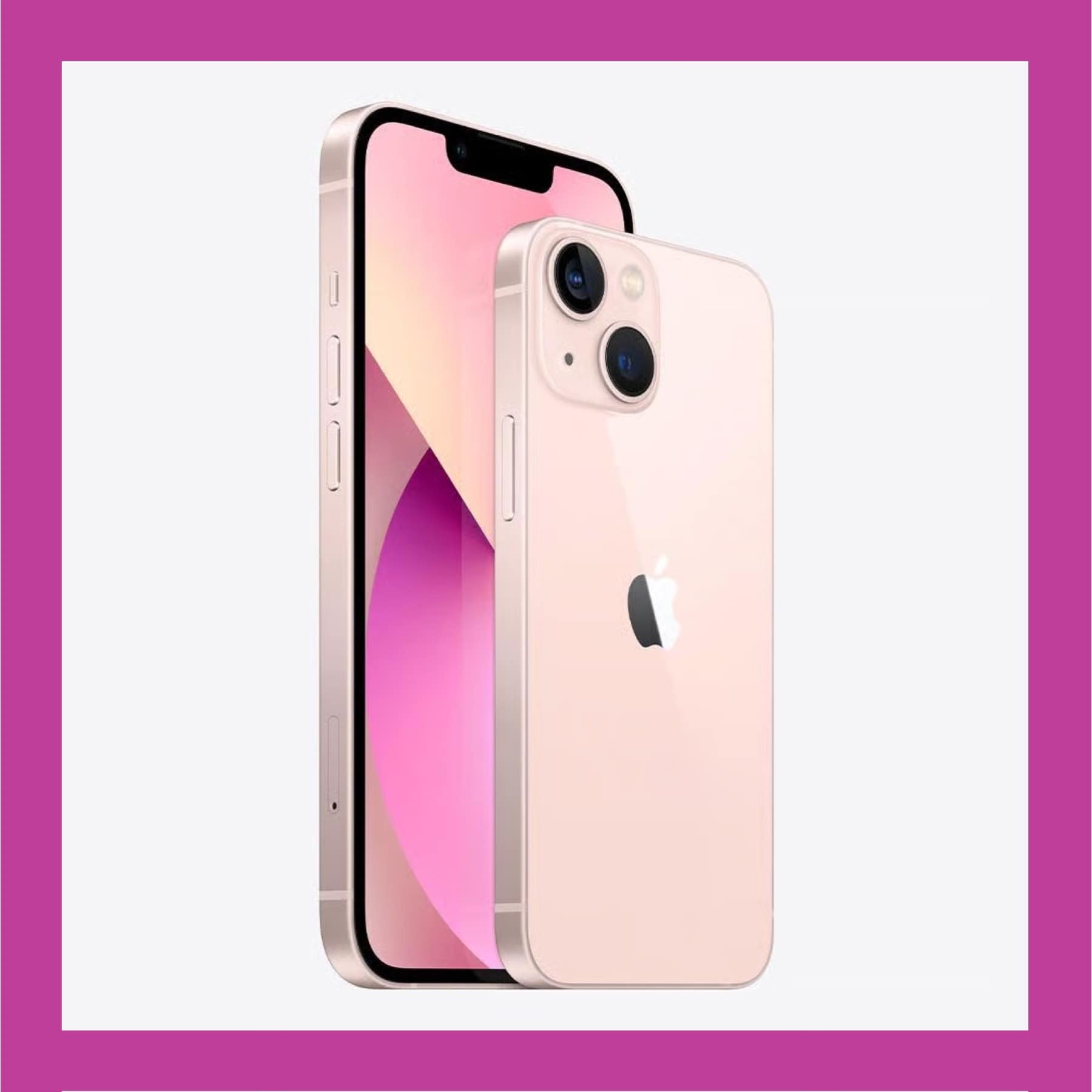 A pink iPhone 13 shown front and back, one of the phones sold refurbished on Back Market UK