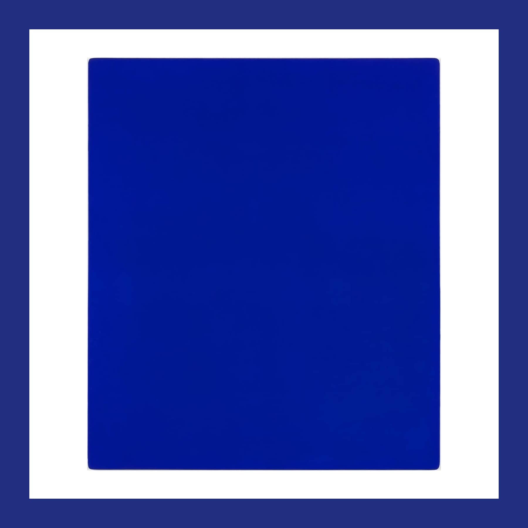 A canvas painted entirely in one deep ultramarine blue