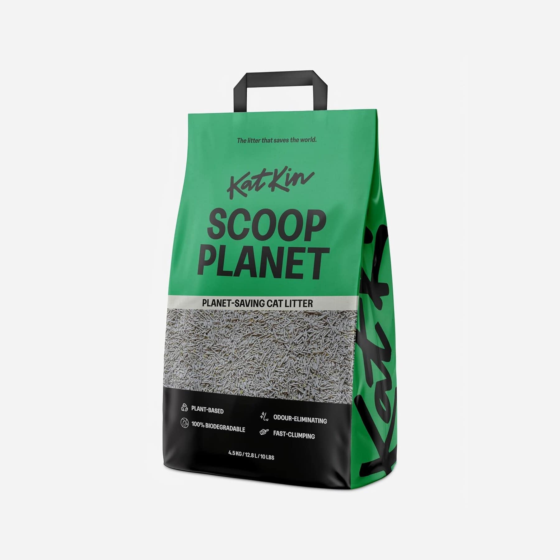 Green KatKin Scoop Planet cat litter bag, 4.5kg, plant-based and 100 per cent biodegradable