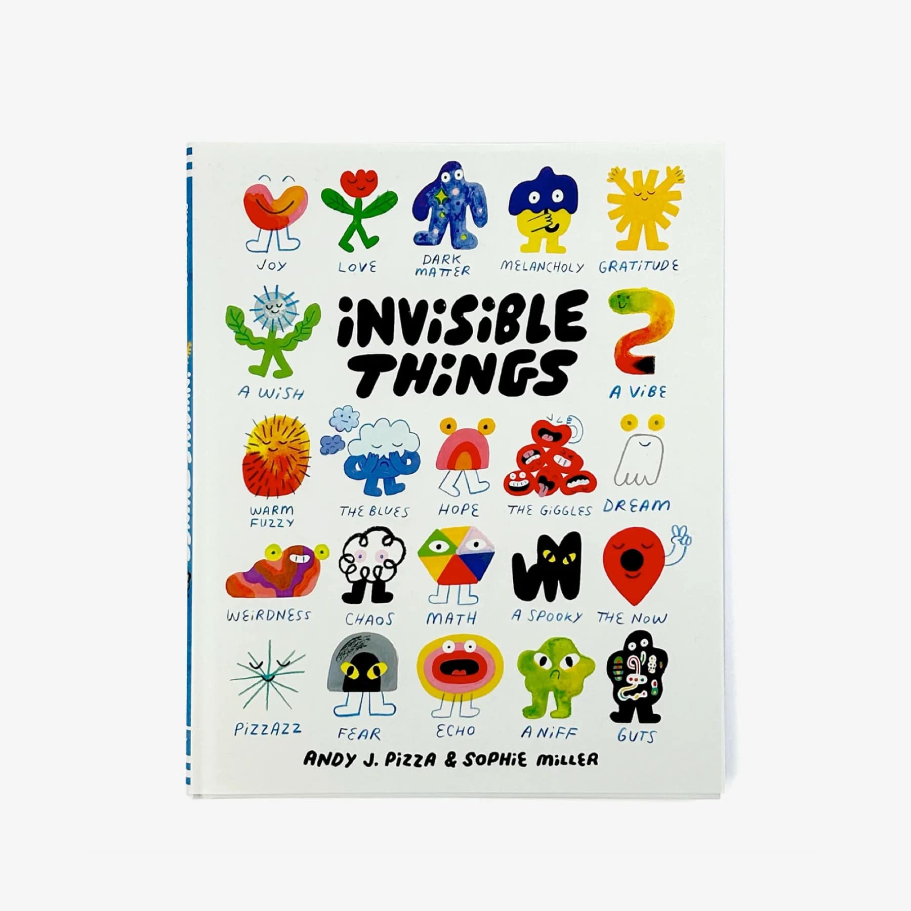 Front cover of the Invisible Things book showing colourful illustrated characters representing emotions like joy, hope, fear, and gratitude