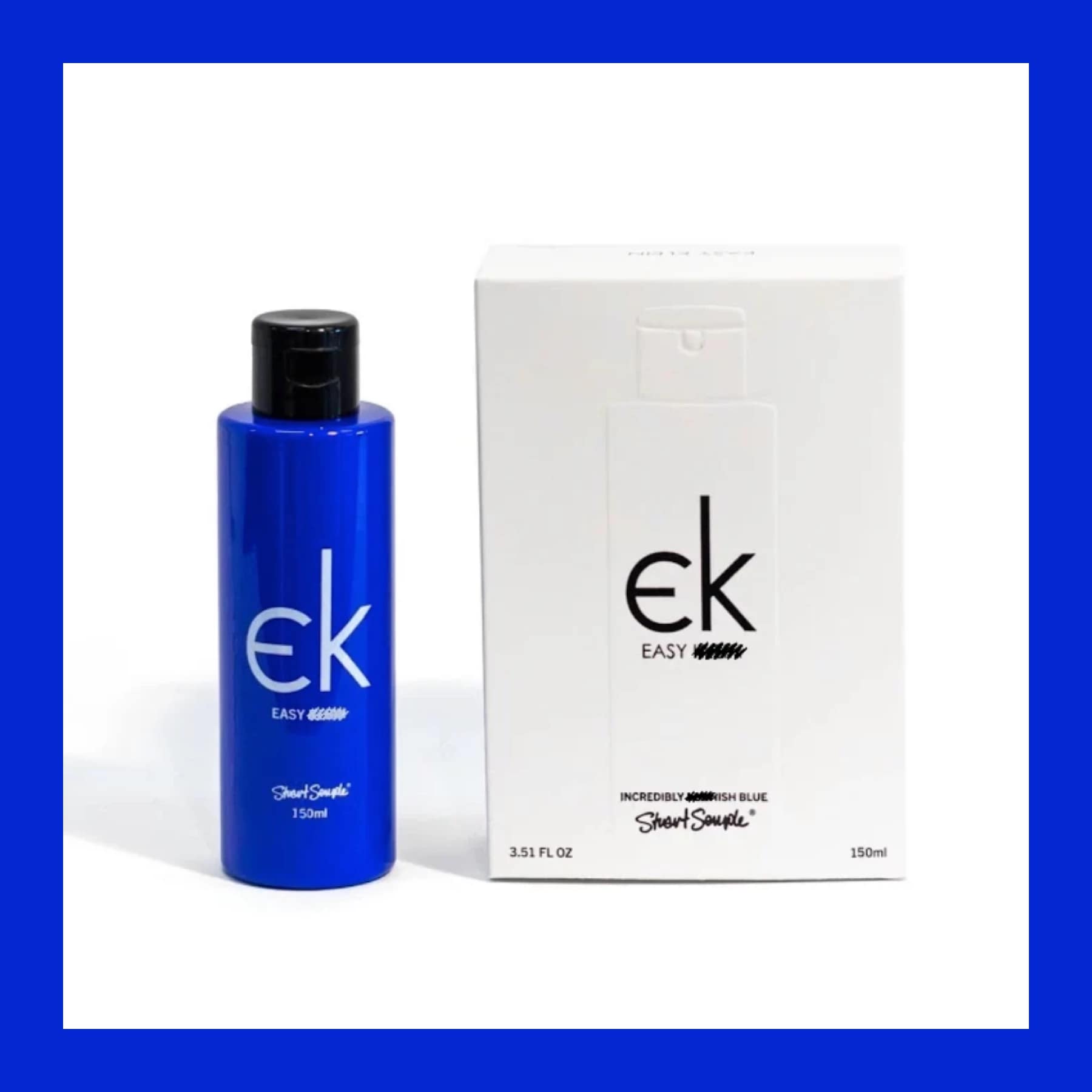 Bottle and box of EasyK***n ultramarine blue paint by Culture Hustle, inspired by Yves blue