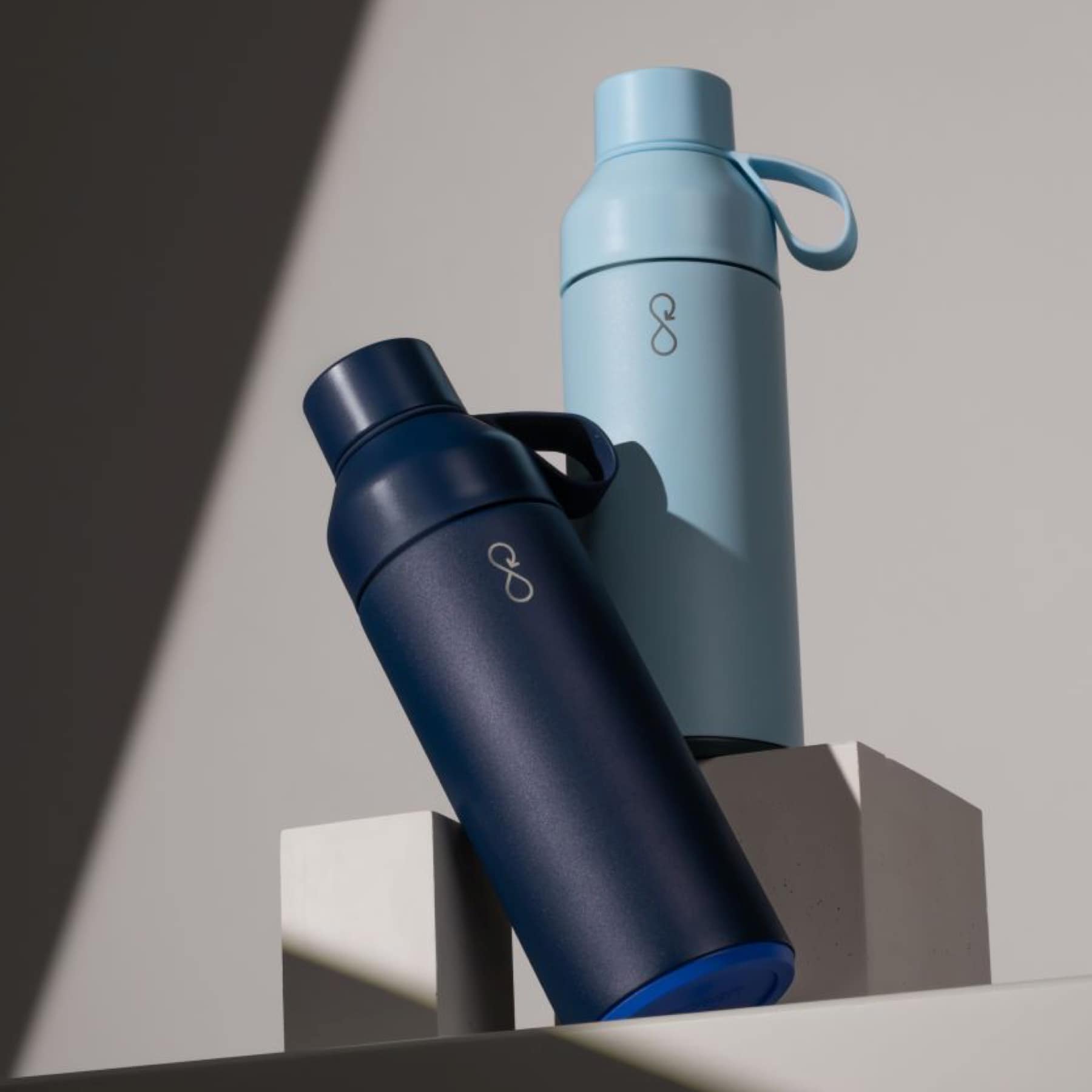 Ocean Bottle reusable water bottle in a kitchen setting