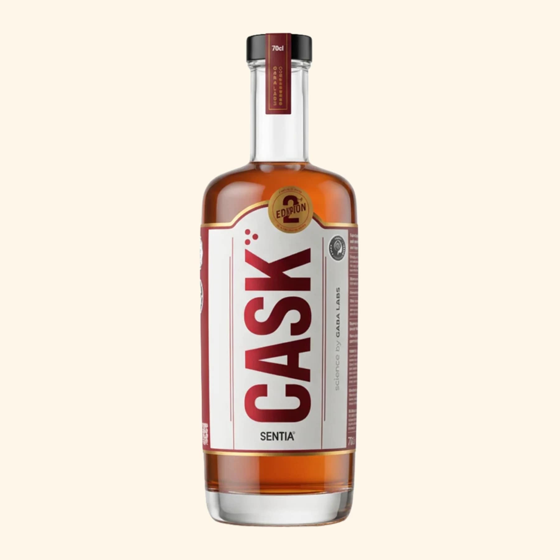 Sentia Cask 70cl bottle, a 0.5% ABV alcohol-free whiskey alternative by GABA Labs