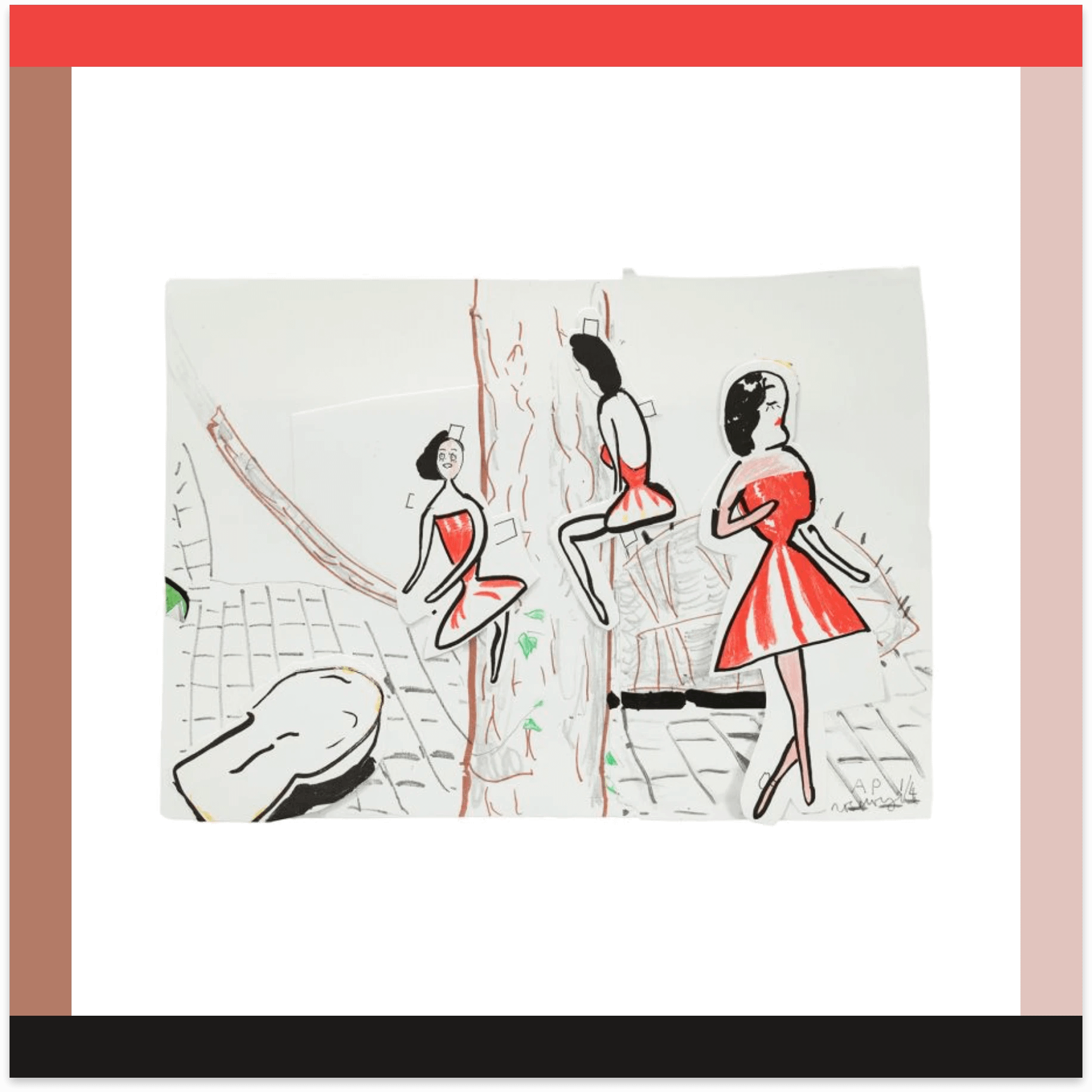 Study for Red Twink by Rose Wylie, 2026 limited edition lithograph with collage, Royal Academy Shop