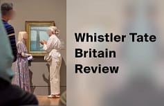 Visitors at the Whistler Tate Britain exhibition looking at his Nocturne of Old Battersea Bridge.