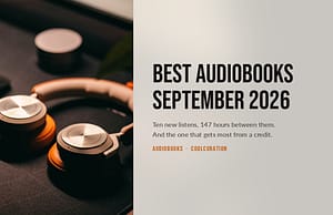 Headphones on a desk beside the words Best Audiobooks September 2026