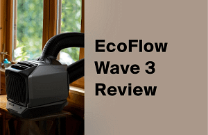EcoFlow Wave 3 portable air conditioner with dual hose beside a sunlit window