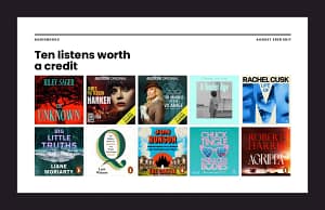 Cover art grid of the ten best audiobooks August 2026 picks, led by Agrippa by Robert Harris