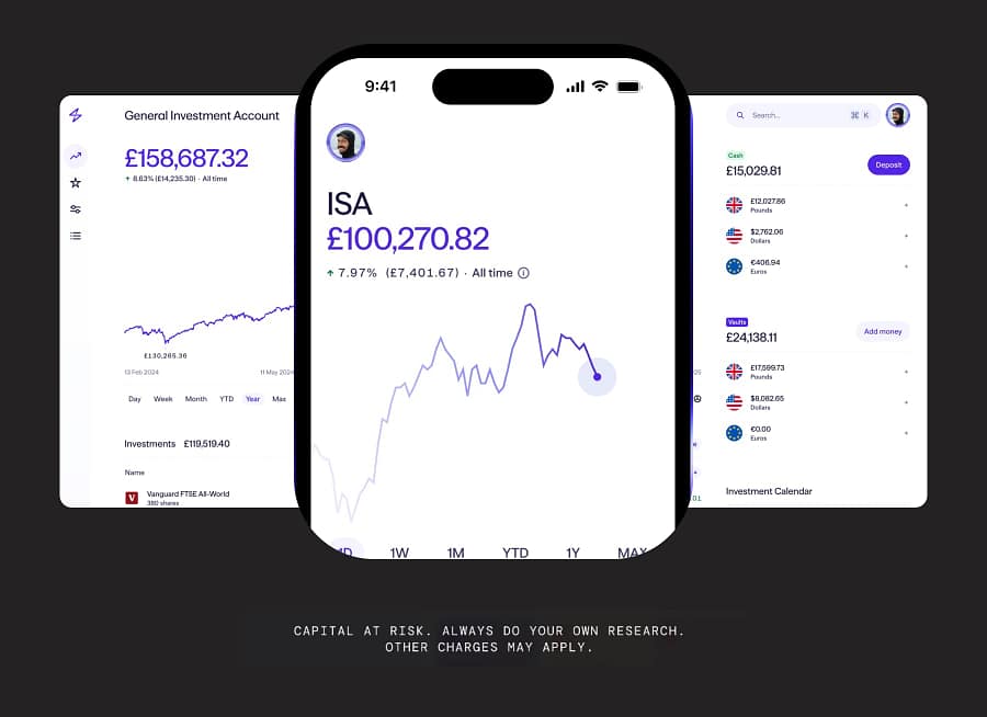 Lightyear investing app screenshot on a dark background, shown in our best investment ISA guide
