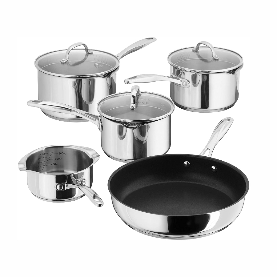 Stellar 5-Piece Set of Stainless Steel Pans