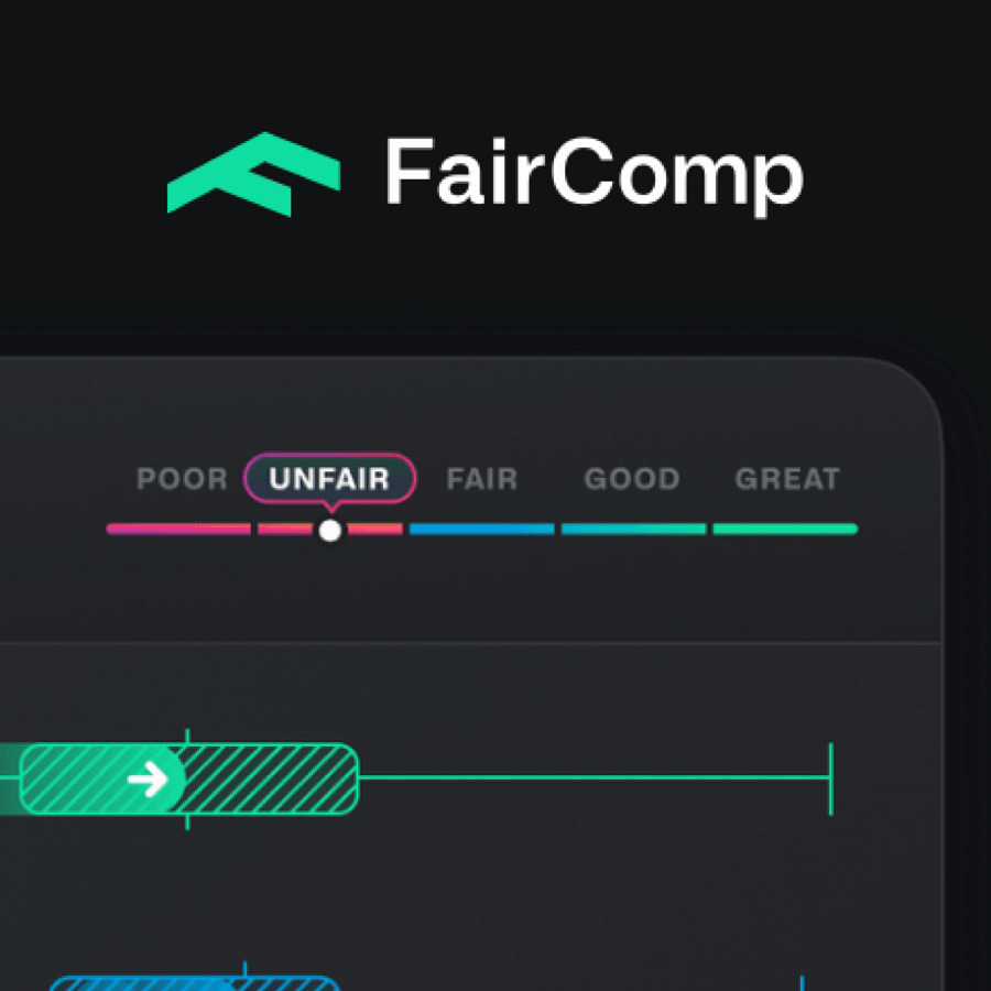 Faircomp.io dashboard showing detailed salary comparisons and compensation insights