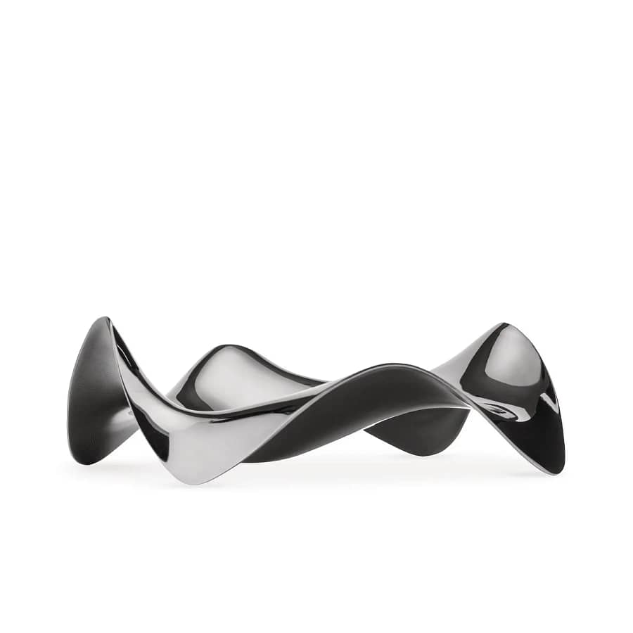 Alessi Blip Spoon Rest in polished stainless steel with curved, sculptural design