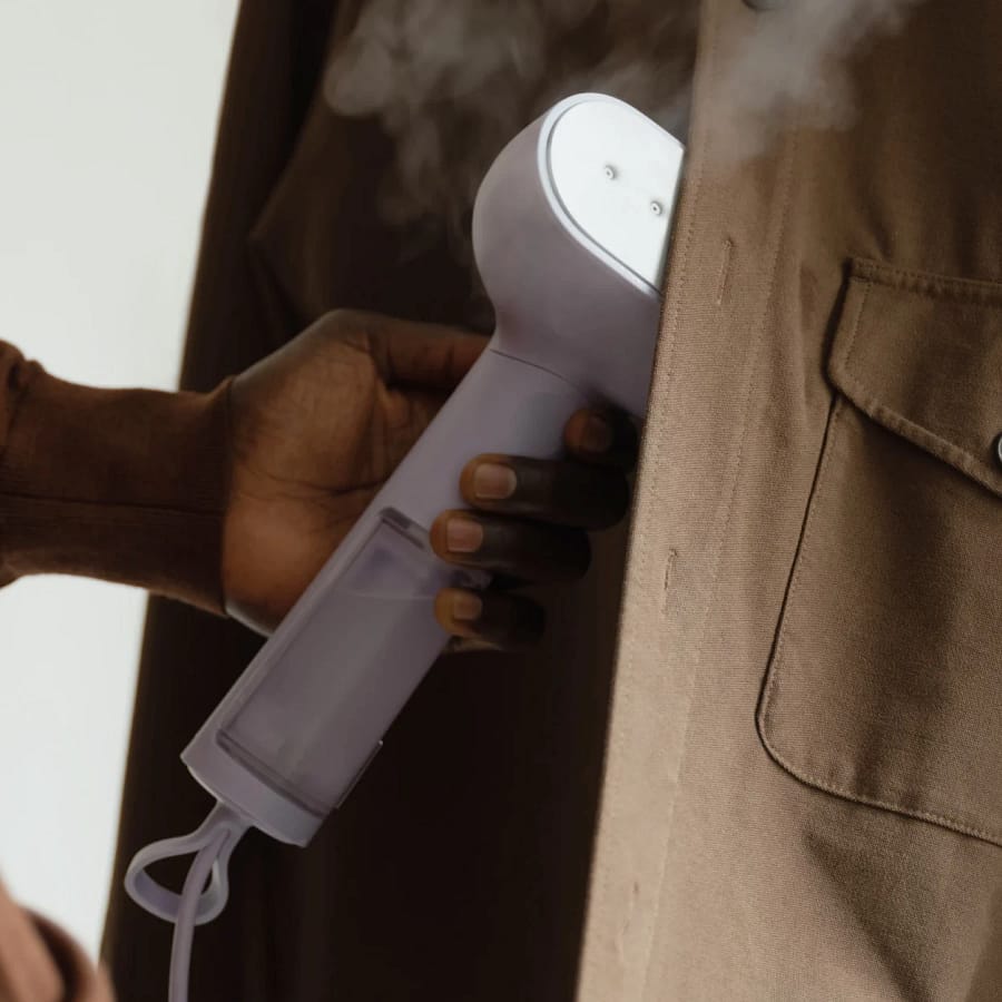 Steamery Cirrus X handheld steamer – compact clothes steamer for travel and home