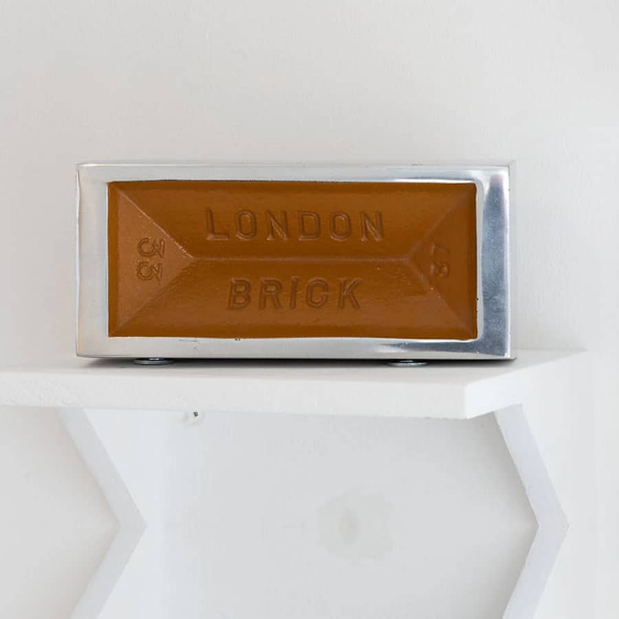 Steven Claydon London Pixel aluminium sculpture painted brick red from the Pixel Array series.