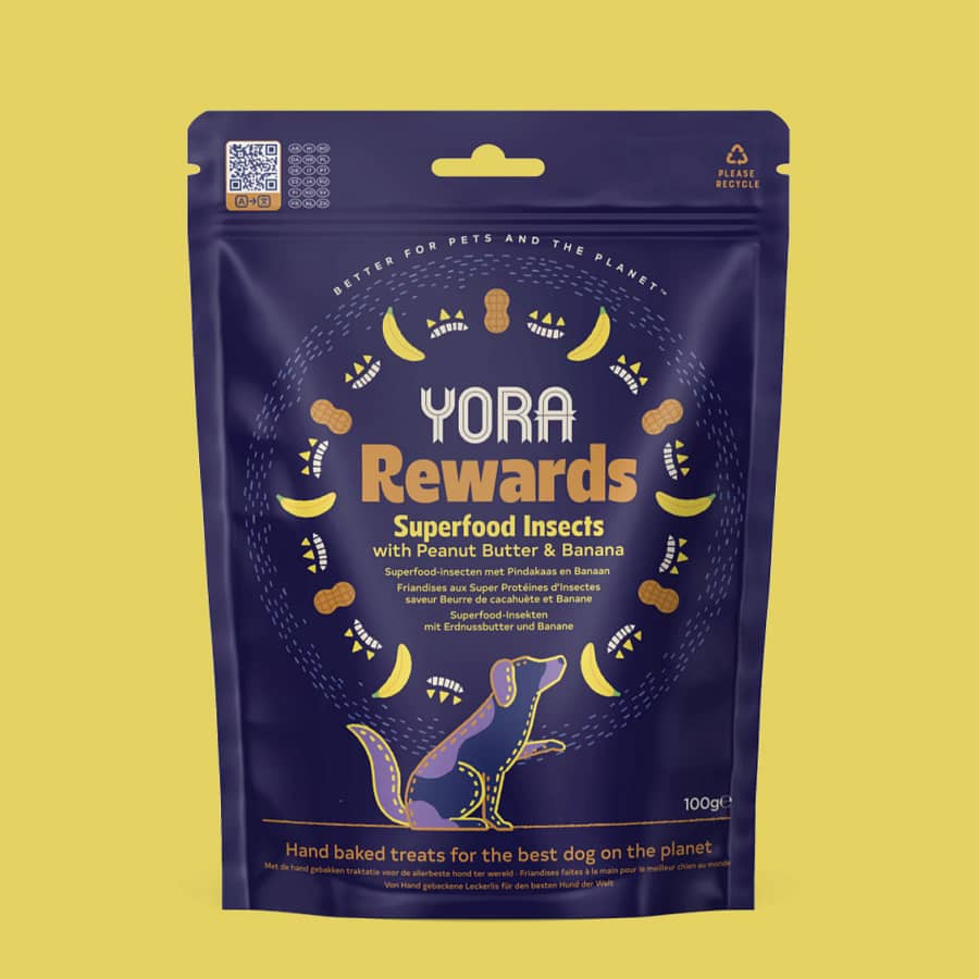 Yora Rewards Dog Treats with Peanut Butter and Banana – Superfood Insect Protein Snacks for Dogs