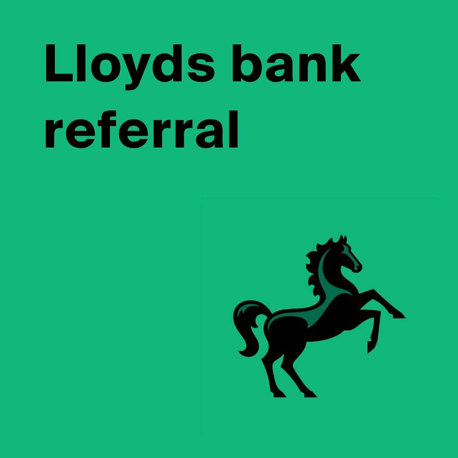 Lloyds bank referral code guide showing QR code sign-up flow
