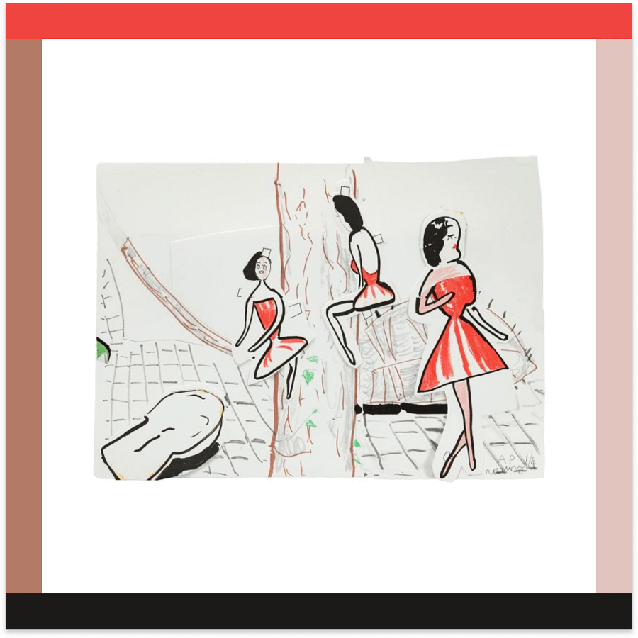 Study for Red Twink by Rose Wylie, 2026 limited edition lithograph with collage, Royal Academy Shop