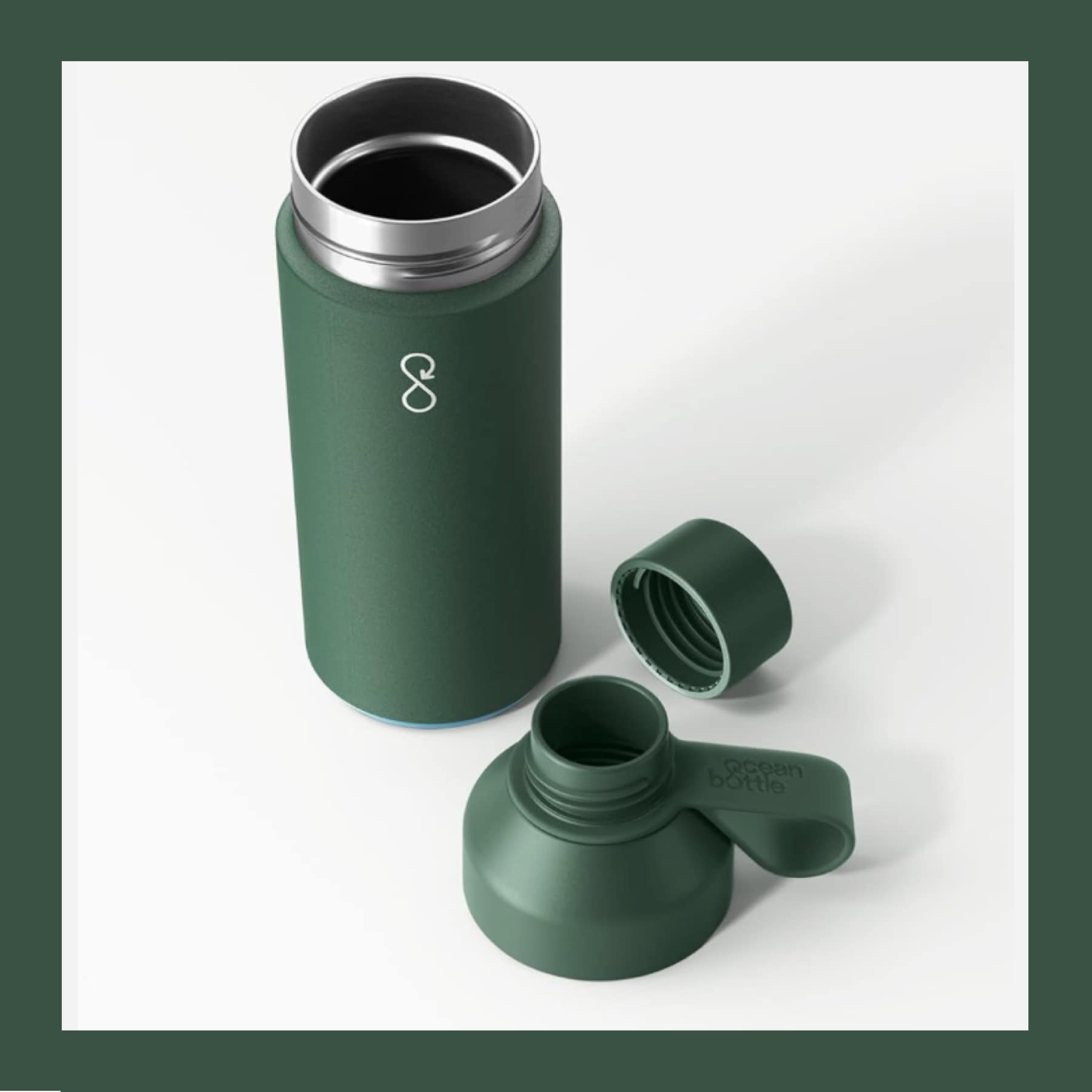 Ocean Bottle stainless steel water bottle in forest green, 1 litre