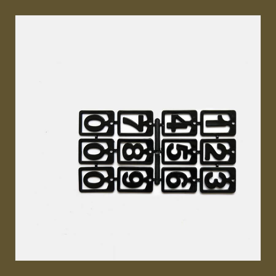 Deadstock 1980s Priority paper clips shaped as the numerals nought to nine, in black