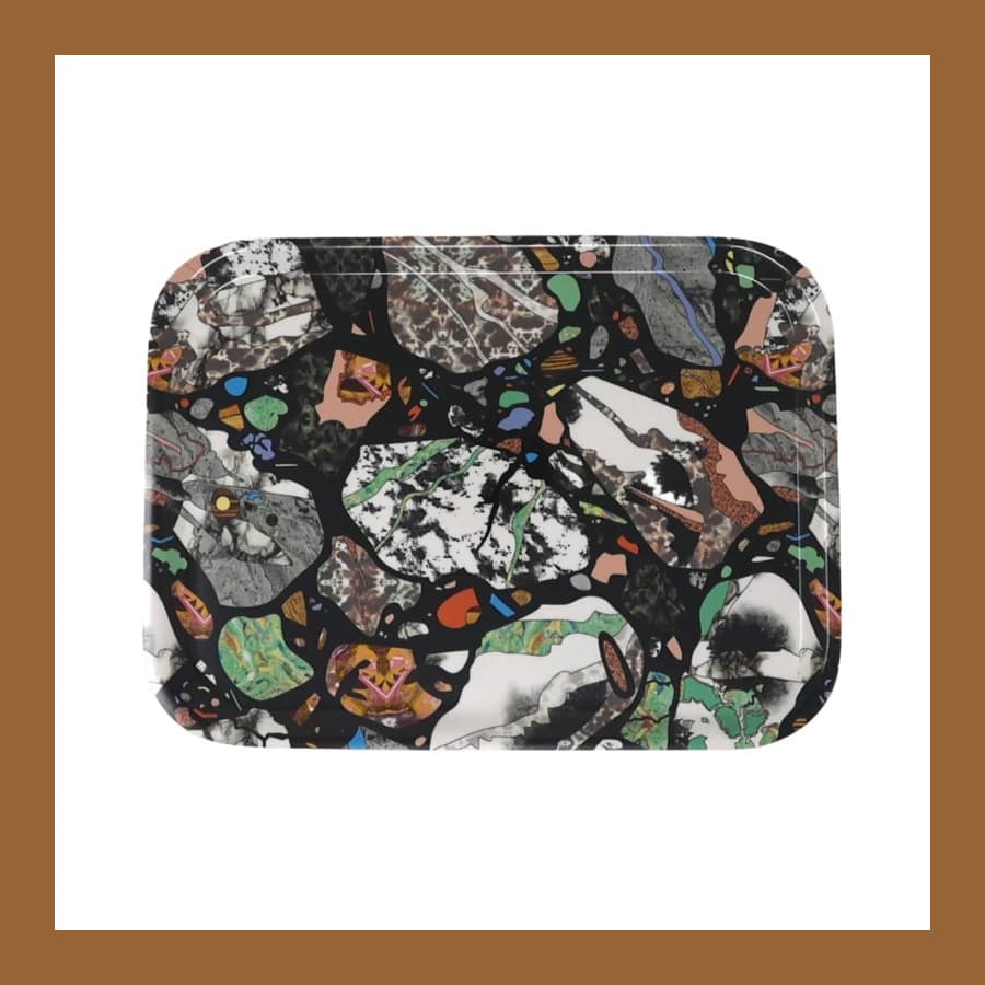 Design Museum x Bethan Laura Wood Seamless glazed wooden tray with a marbled terrazzo pattern