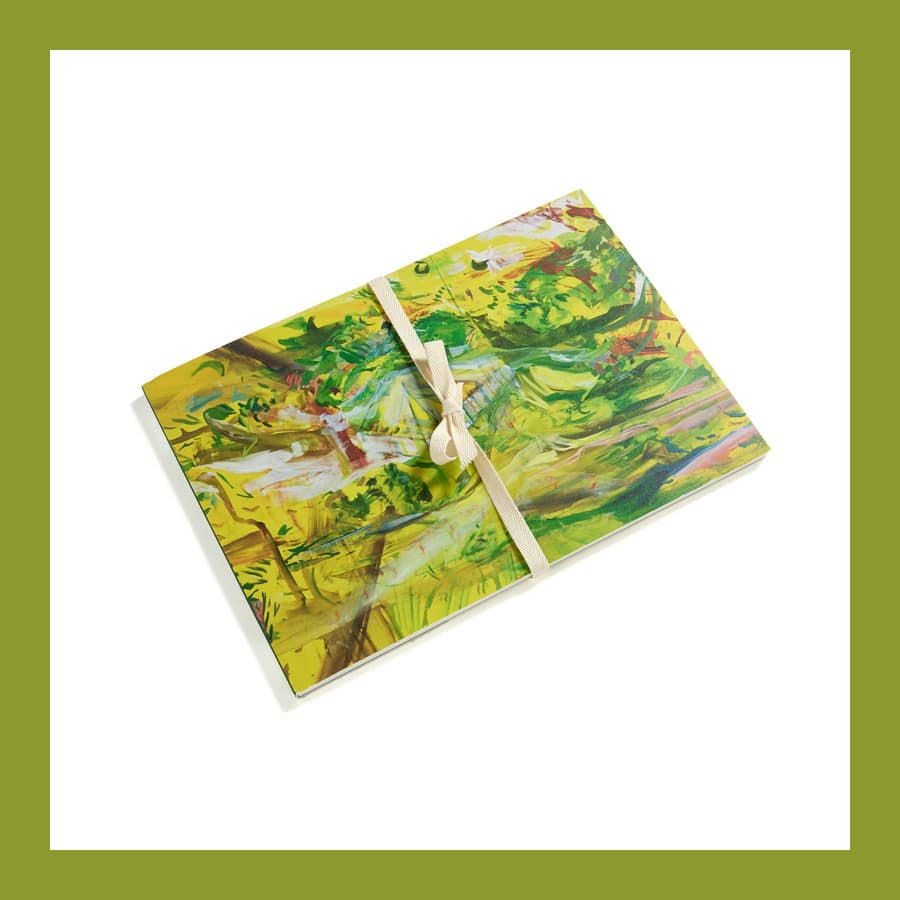Cecily Brown Picture Making A4 sketchbook with a green painted cover, from Serpentine